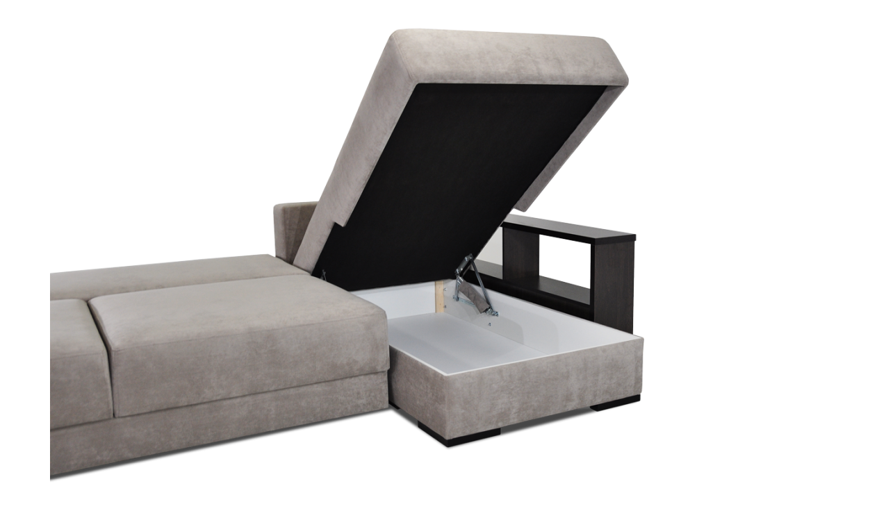 Модульный диван Одеон вид на короб для постельных принадлежностей